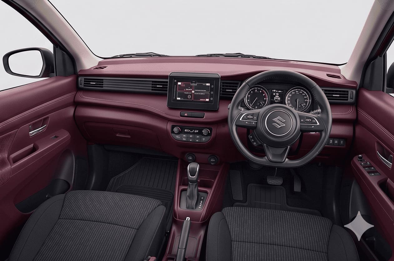Ertiga interior cabin with captain seats and rear AC vents
