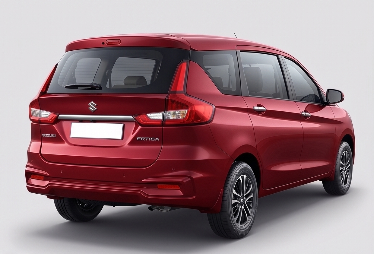 Ertiga rear view showing tailgate and tail lamps